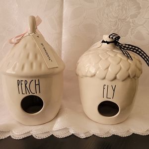 (2) Or Buy (1)  Rae Dunn Ceramic Acorn Perch/Fly Birdhouse Garden Decor (310)